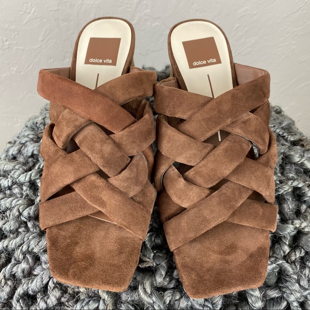 Dolce Vita Poira Sandal Heels in Espresso Suede square toe 7.5 - Picture 2 of 10